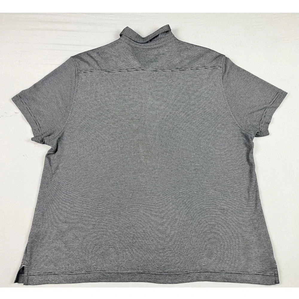 Banana‎ Republic Mens Luxe Micro Satin Polo Shirt XL Striped Short Sleeve EUC